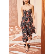 NWOT Ulla Johnson Midi Silk Ruffle Floral Renata Sleeveless Dress