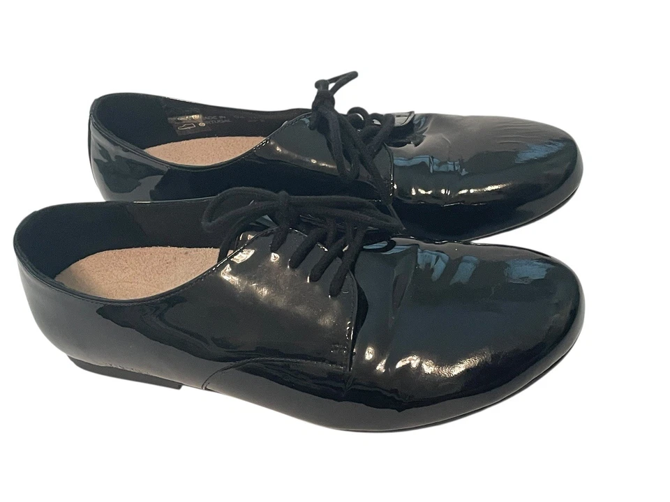 Birkenstock Saunders Black Patent Leather Oxford Loafers Lace Up Flats US8/39 EU - Image 2 of 4