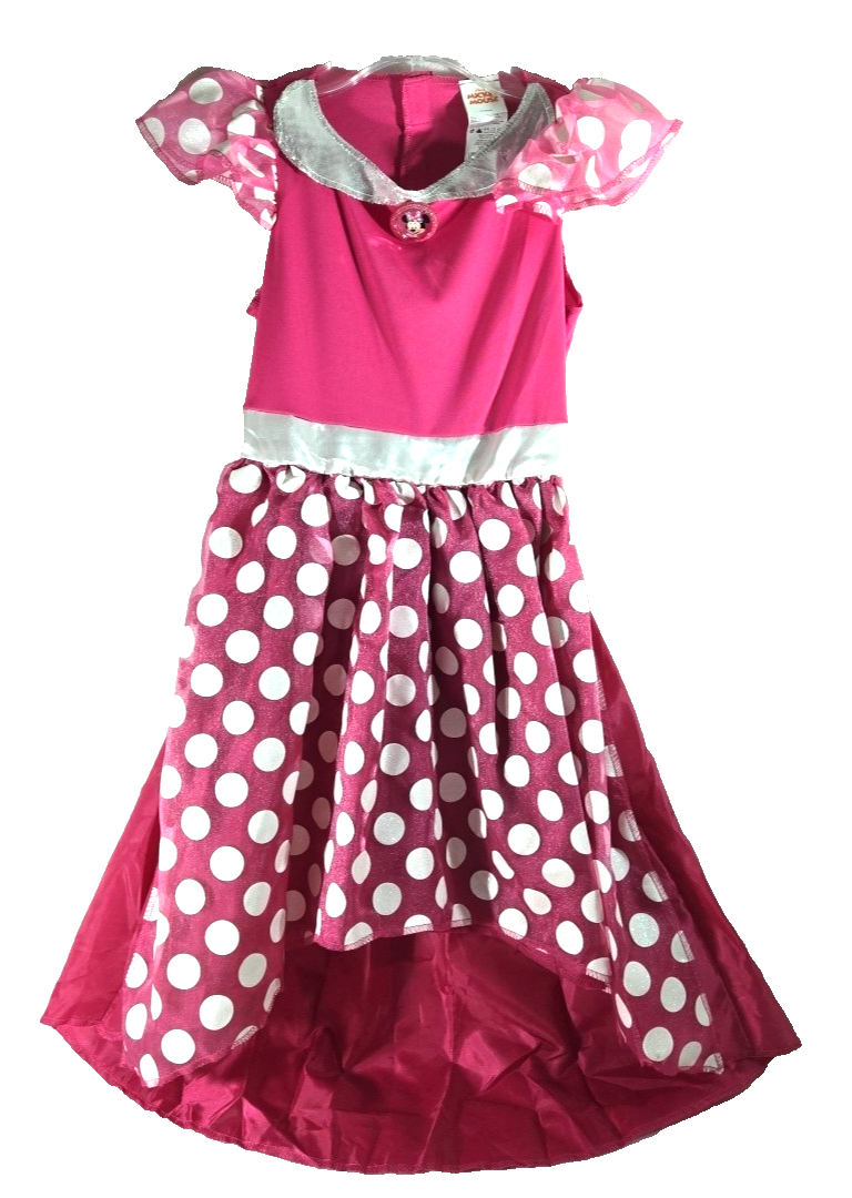 Disney Minnie Mouse Pink Polka Dots Costume Dress with Brooch Size