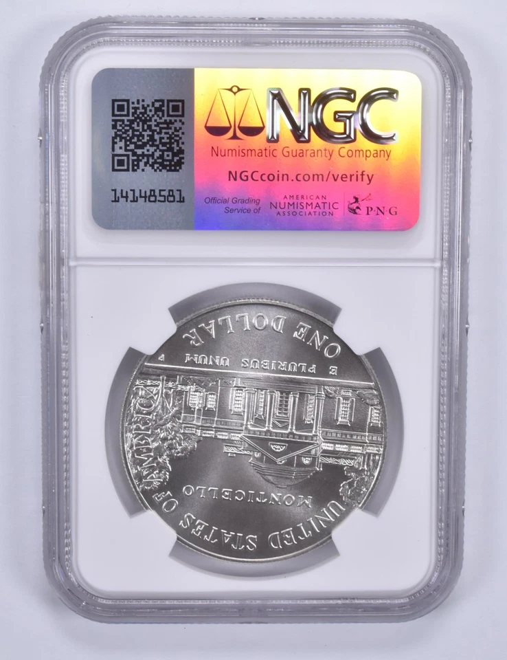 1993-P Thomas Jefferson Commemorative Dollar MS70 NGC Brown Label *7974 - Image 2 of 4