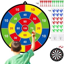 Large Kids Dart Board Double-Sided with Sticky Balls and Darts Indoor Outdoor