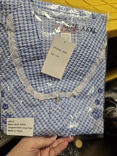 Ladies Light Weight Blue Gingham Print Lounge Robe 3XL sealed