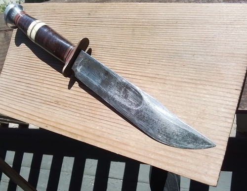 Vintage MARBLE'S 10.6" HUNTING KNIFE 6" Saber CLIP Blade ☆ Custom Handle