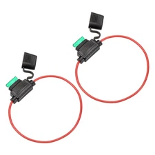 2 Pcs Inline Fuse Holder DC 32V 16 AWG Waterproof Blade Fuse Holder w 30A Fuse