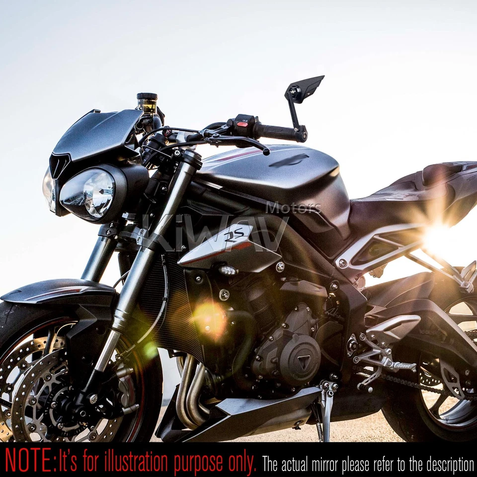 Espejo retrovisor de extremo de barra pequeño negro Wisp Wing IZQUIERDO X1 para Triumph Street Triple '08-'12 Foto 4 de 4