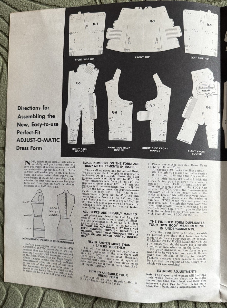 1950's-1960's Perfect Fit adjust-O-Magic Paper Dress form | eBay