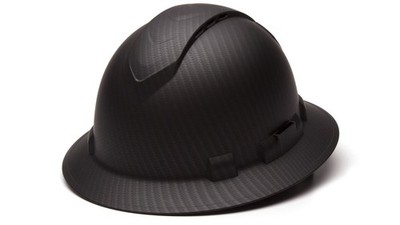 Pyramex Ridgeline Full Brim Hard Hat 4 Point Ratchet Vented Matte Black Graph...