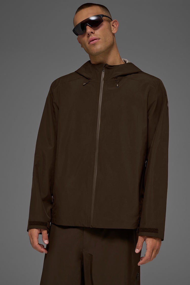 New Alo Alpha Water Resistant Shell Jacket Espresso Brown Size