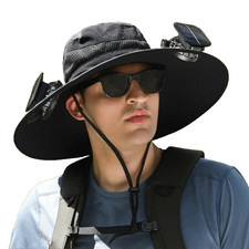 Solar  USB Powered Fan Outdoor Fishing Hat, Sunscreen Sun Hat with Dual Fan