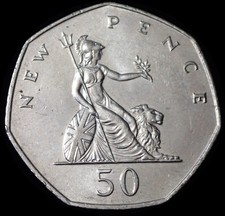 UK 50 New Pence 1979 Elizabeth II Britannia Coin WCA B710