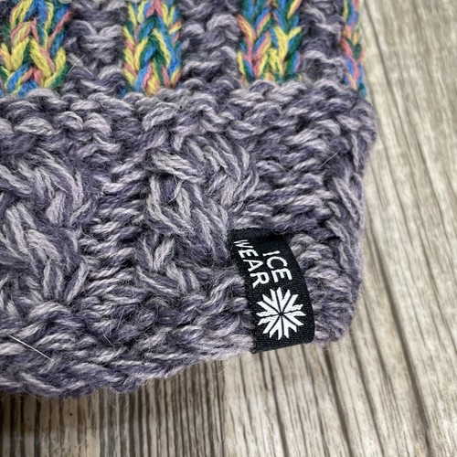 Neu mit Etikett Ice Wear handgestrickte Wolle Winter Beanie Mütze Tal gefüttert Einheitsgröße - Bild 2 von 9
