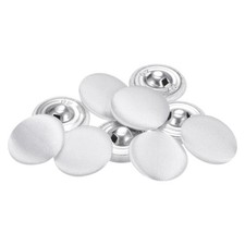 10Set 25mm Fabric Cloth Covered with Metal Shank Round Buttons White