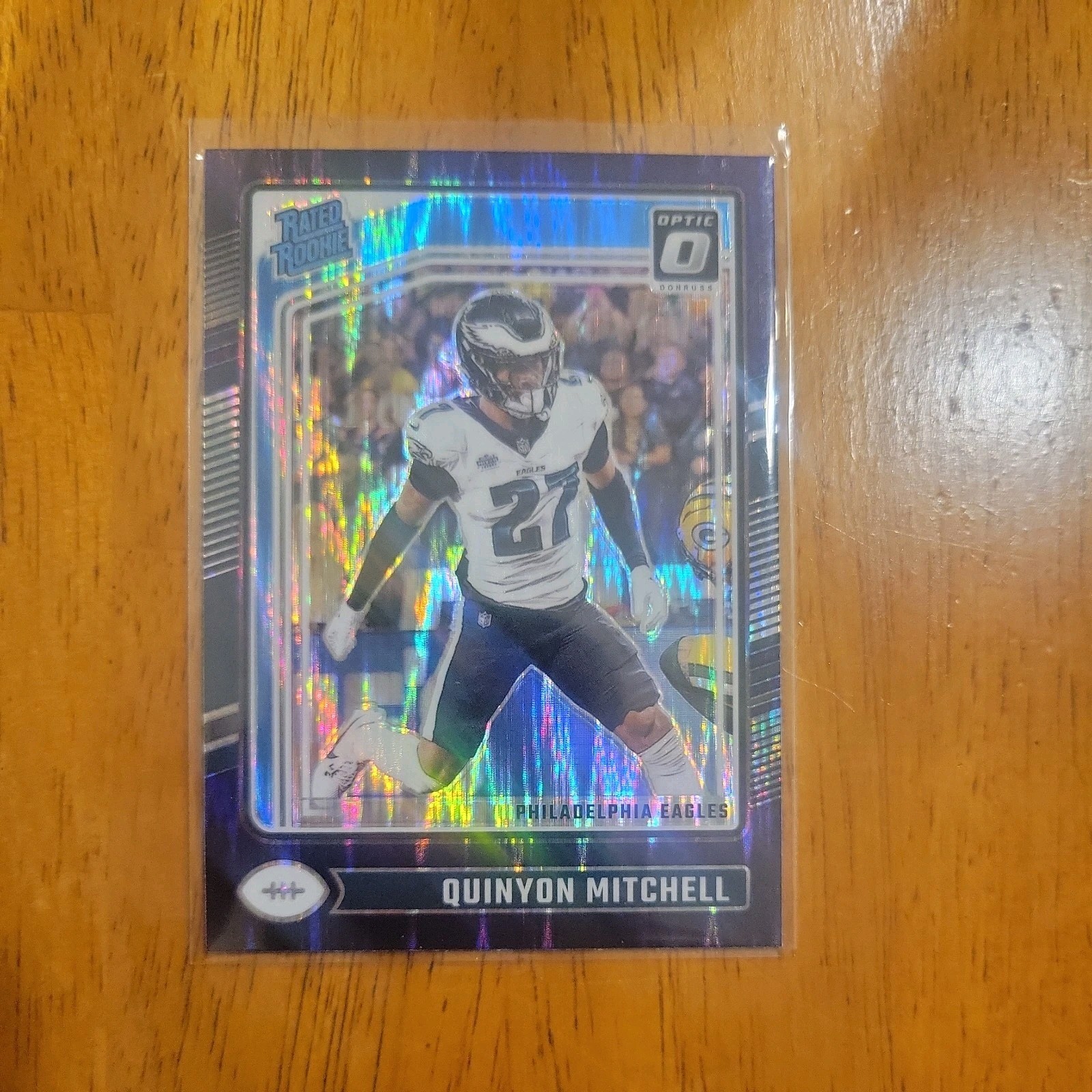 2024 Donruss Optic Quinyon Mitchell Purple Shock Prizm Eagles RC #282 Rookie