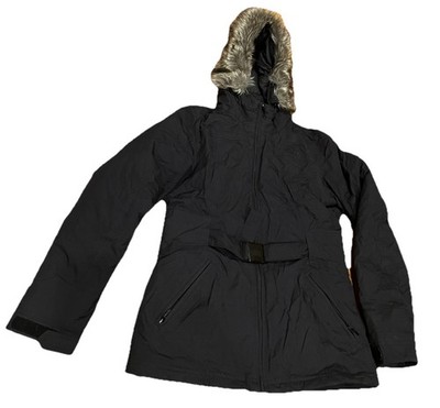 The North Face Black HyVent Jacket Women s S Faux Fur Hood Goose Down  Parka EUC