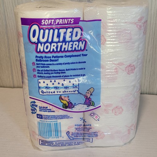 Vintage 1990s Quilted Northern Rose Soft Prints Tissue Toilet Paper 4 Rolls PROP - Picture 2 of 4