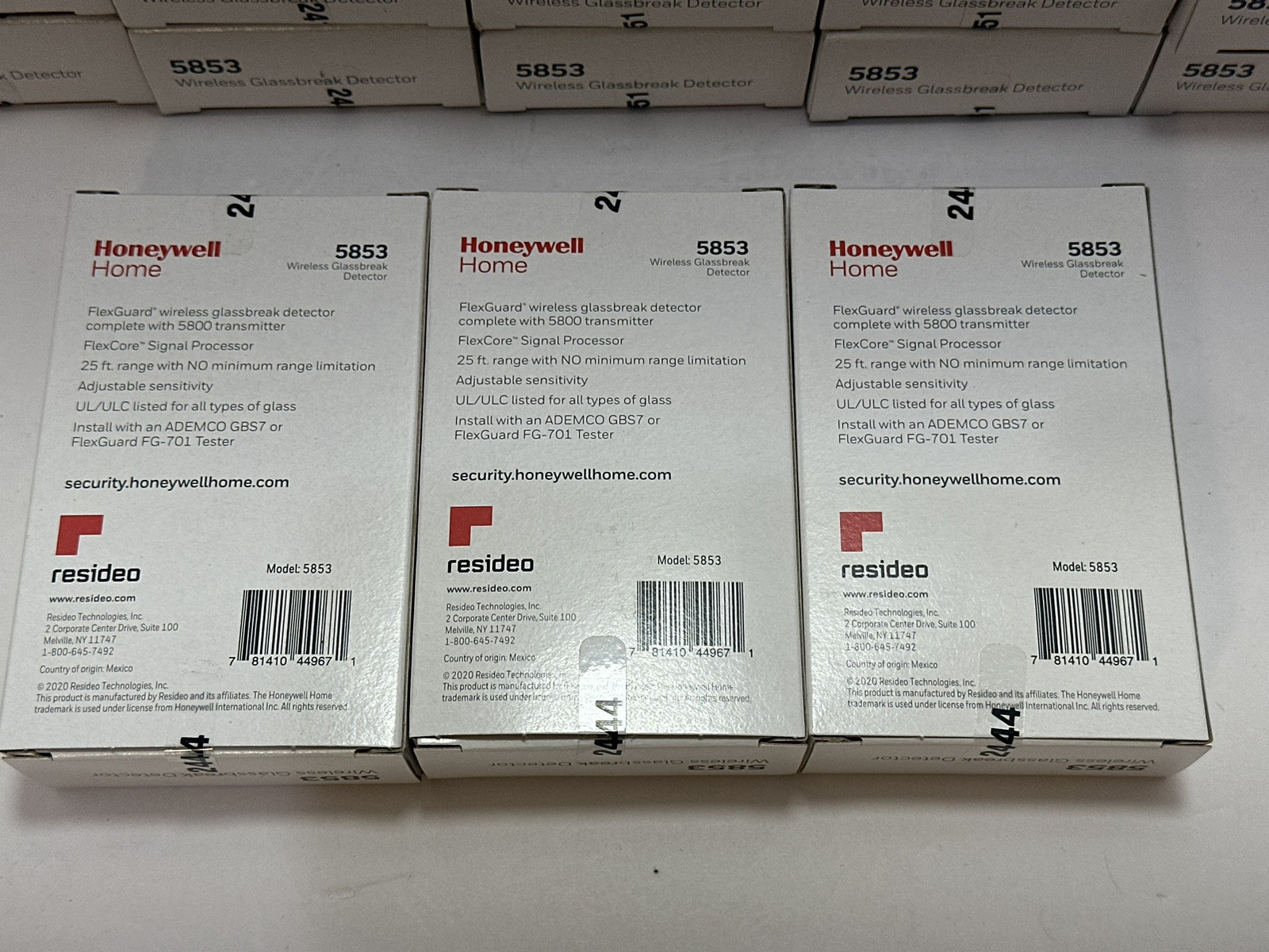 Lot of 3 Brand New Honeywell 5853 Wireless Glass Break Sensor Ademco