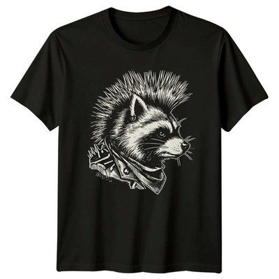 T-Shirt Waschbär Mohawk Punk Rock Müll Panda Waschbär Tier Geschenk für Sie und Ihn