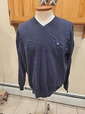Fynch Hatton Jumper Sweater Mens XXXL Superfine 3 Ply Cotton V Neck Blue