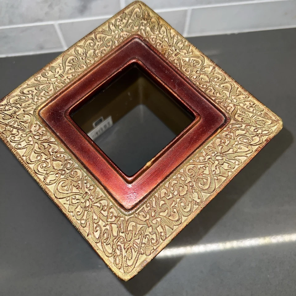 Cubierta de pañuelo de Versalles de tinta India vintage tono arce dorado borde borgoña Foto 2 de 4