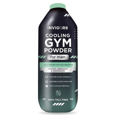 INVIGOR8 COOLING GYM POWDER FOR MEN, MENTHOL/BERGAMOTTE/CEDERNHOLZ, 100% TALKUMFREI