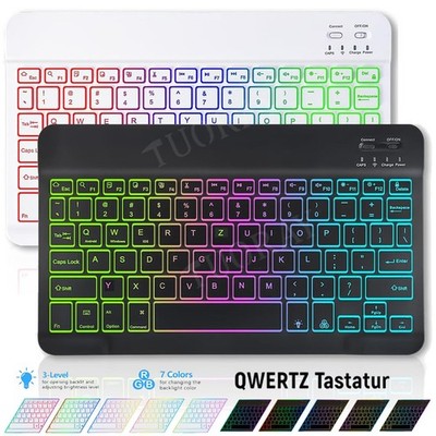 QWERTZ Beleuchtet Tastatur Für Blackview Tab15/13/12/11/10 Pro 80/70 WIFI 10.2''