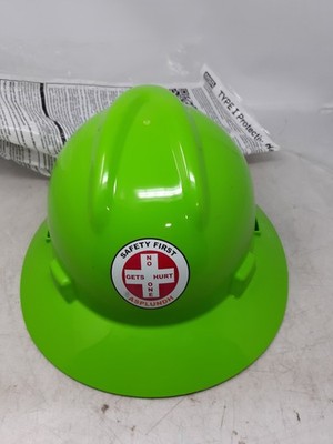 MSA V-Gard Type I Full Brim Hard Hat - Lime Green 