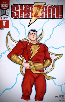 Shazam Original Blank Sketch Cover Comic Art DC MCU Batman Flash Superman  JLA