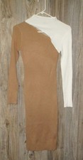 Fashion Nova Fitted Beige White Sweater Dress Womens Size Small Bodycon