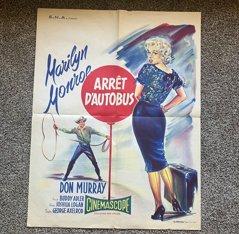 1960 Re-Issue Marilyn Monroe BUS STOP French MOVIE POSTER Free Shipping!