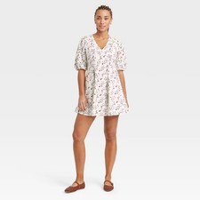 Women's Bell Elbow Sleeve Mini A-Line Dress - Universal Thread White Floral M