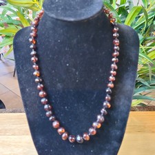 Baltic Amber Beaded Bracelet Double Knot Screw Closure 18" 8mm