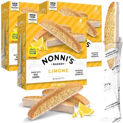 Nonni's  Limone Biscotti Italian Cookies 3 Boxes Lemon Individually Wrapped
