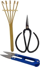3 piece bonsai care kit - leaf snip, scissor & small bamboo rake