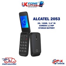 ALCATEL 2053 BLACK UNLOCKED DUAL SIM FLIP MOBILE UK SEALED BOX 970mAh BATTERY