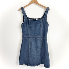 Reformation Parker Denim Mini Dress Sz 10 Kasai Sleeveless Square Neck Zip Back