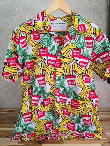 KwikTrip Banana button up- Hawaiian style Banana and big buddy shirt