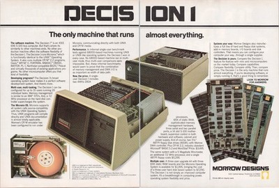 Morrow Designs Decision I Vintage 2 Page Print Ad 1982 Computer Hardware