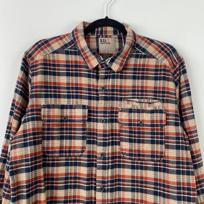 5.11 Tactical Lester Flannel Shirt Mens Large Brown Orange Plaid