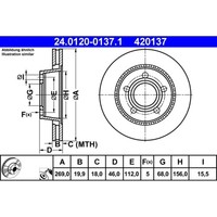 Bremsscheibe ATE 24.0120-0137.1 (2 Stk.) FüR Audi 200 C3 100 Avant A8 D2