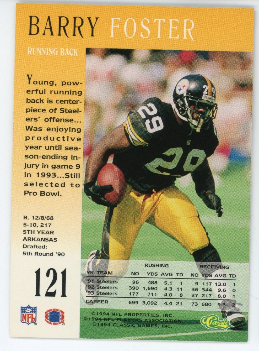 1994 Classic Pro Line Live Barry Foster Card 121 eBay