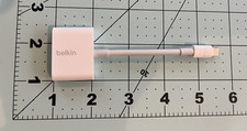 Used Belkin 3.5mm Audio Charge Rockstar Adapter for iPhone MFi-Certified