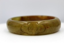 Chinese Jade Bangle Bracelet - Crosshatch and Clouds