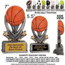 Resin Awards Trophy - All Sports - Free Custom Plaque - Basketball Golf Trophies