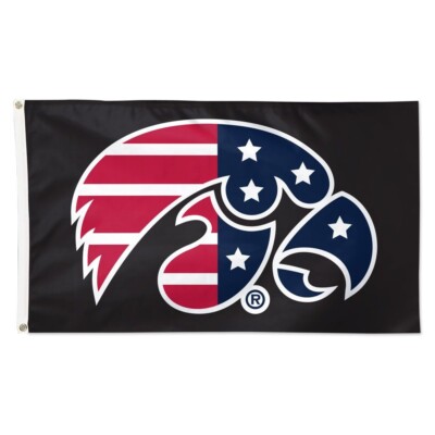 For Iowa Hawkeyes fans 3x5 ft College NCAA Black Background Patriotic Flag