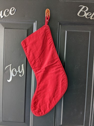 Vintage Needlepoint Christmas Stocking Santa Velvet "Zara" - Picture 2 of 2