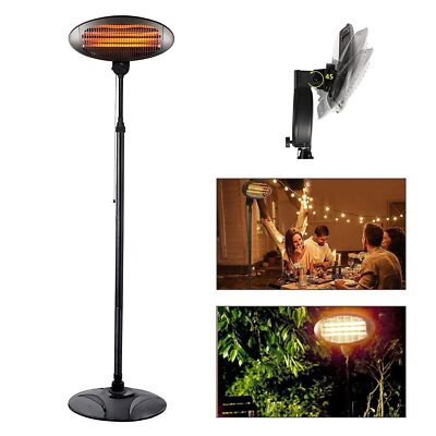 2000W Elektrischer Terrassenheizer Stehend Quarz Wärmer Garten Outdoor Wasserdicht 2KW
