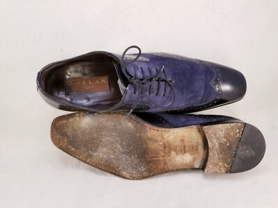 MEZLAN ZORBA DESIGNER MEN SHOES WINGTIP OXFORDS PATENT LEATHER BLUE SIZE 9.5 M * MEZLAN ZORBA DESIGNER MEN SHOES WINGTIP OXFORDS PATENT  main image 2