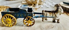Vintage Cast Iron Express Goat Drawn Cart, Goat and Buggy Toy Vehicle