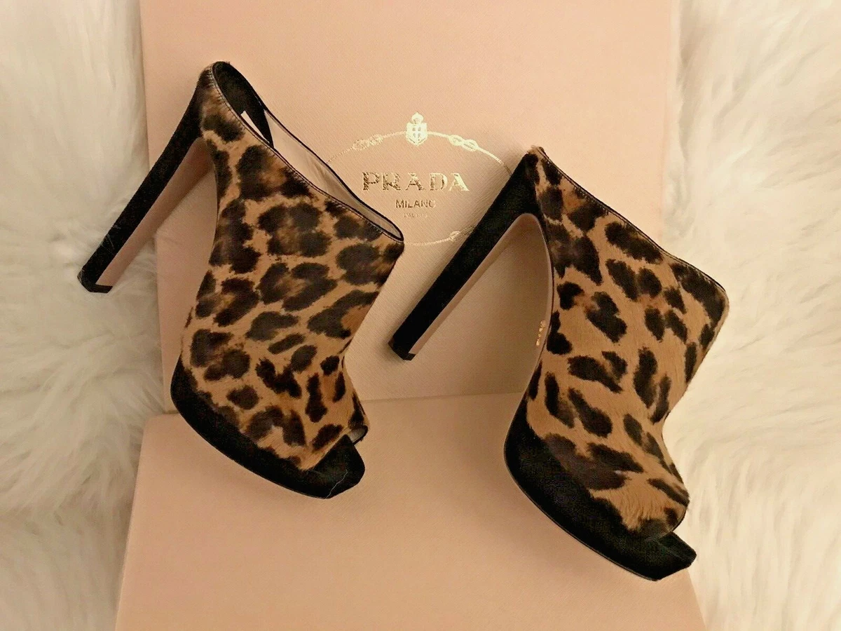 Prada clearance leopard mules
