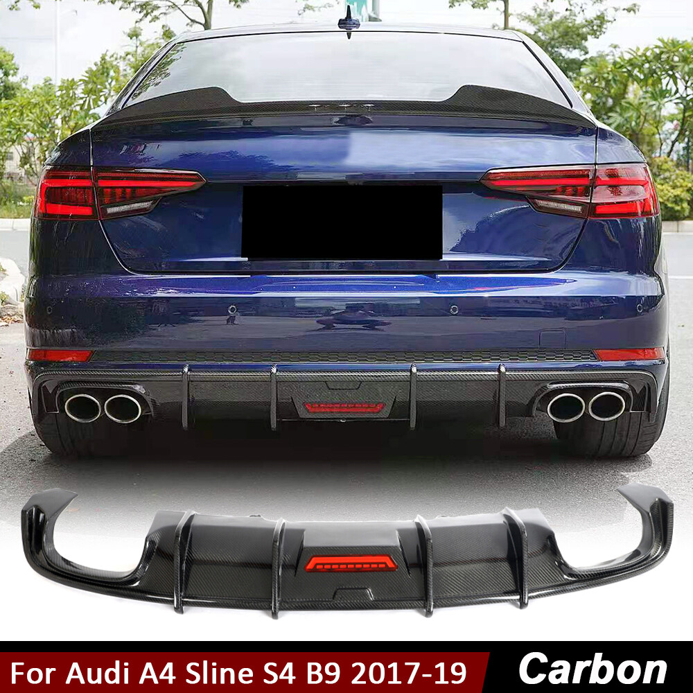 For Audi A4 Sline S4 B9 Sedan 2017-19 REAL CARBON FIBER Rear Bumper Diffuser Lip